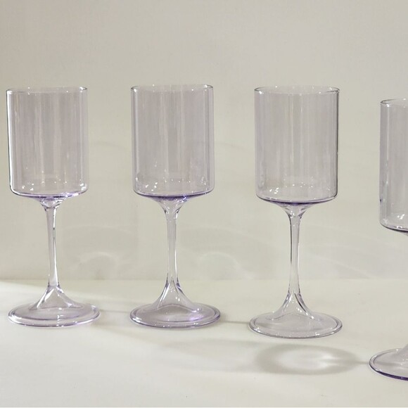 Rachel Zoe Drinkware‎ Purple Clear Wine Glass 13oz Set of 4 - Picture 13 of 16